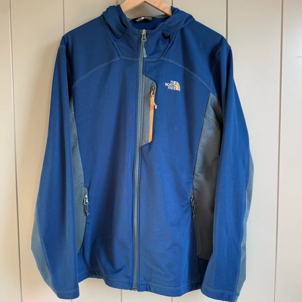 The North Face AO Softshell Hoodie Shady Blue Grey Mens Large Outdoor Hiking